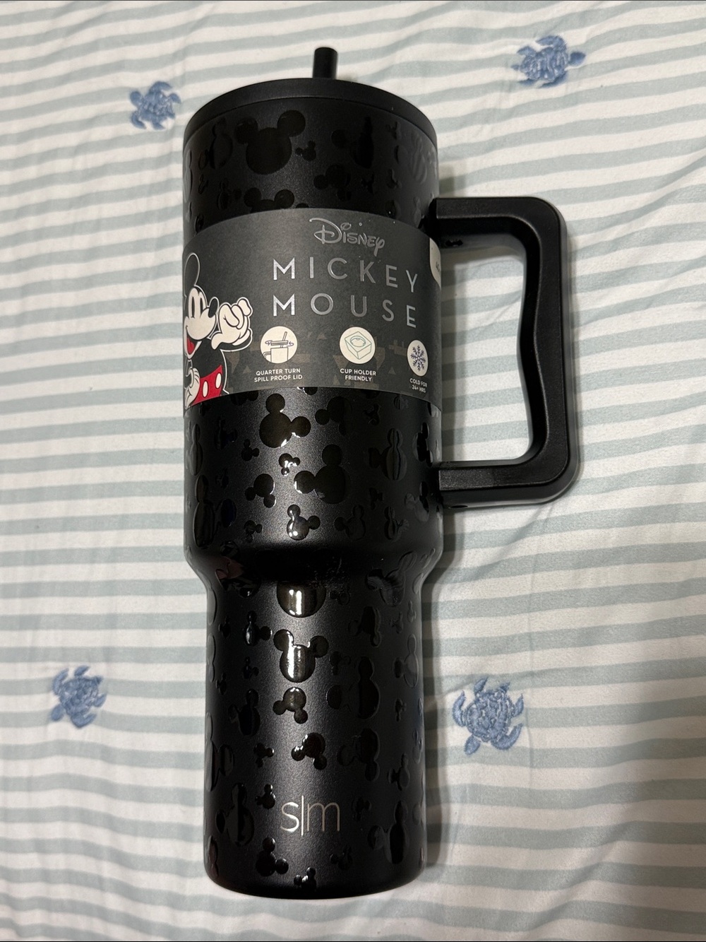 Disney Mickey Mouse Black Travel Tumbler with Handle